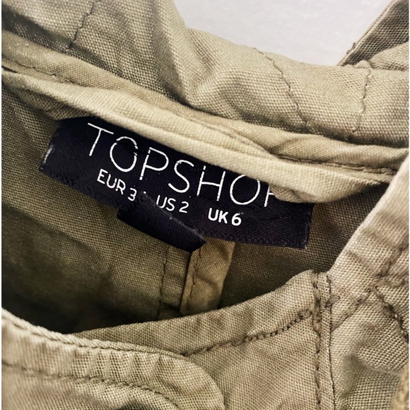 TOPSHOP Utility Cargo Long Length Khaki Jacket - Picture 2 of 7